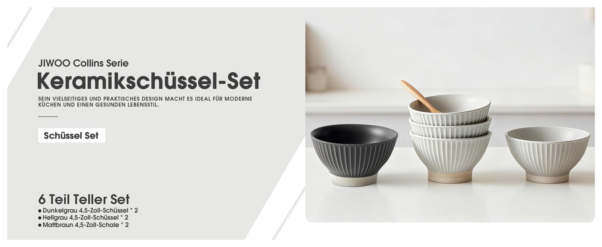 Schalen set 6er Ø12 cm - Keramik Müslischalen, Eisschalen & Dessertschalen, Frühstücksschalen, Matt-Glasur, Mikrowellen- und Spülmaschinenfest, Weiß