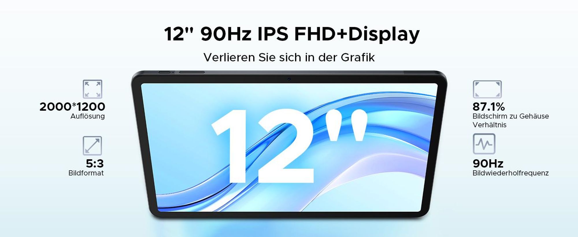 DOOGEE Tab E3+ - Tablet, Android 16, 12 Zoll, 48(8+40)GB+256GB(bis 2TB erweiterbar), 4G LTE, 90Hz,8800mAh/18W, Vier Trompeten