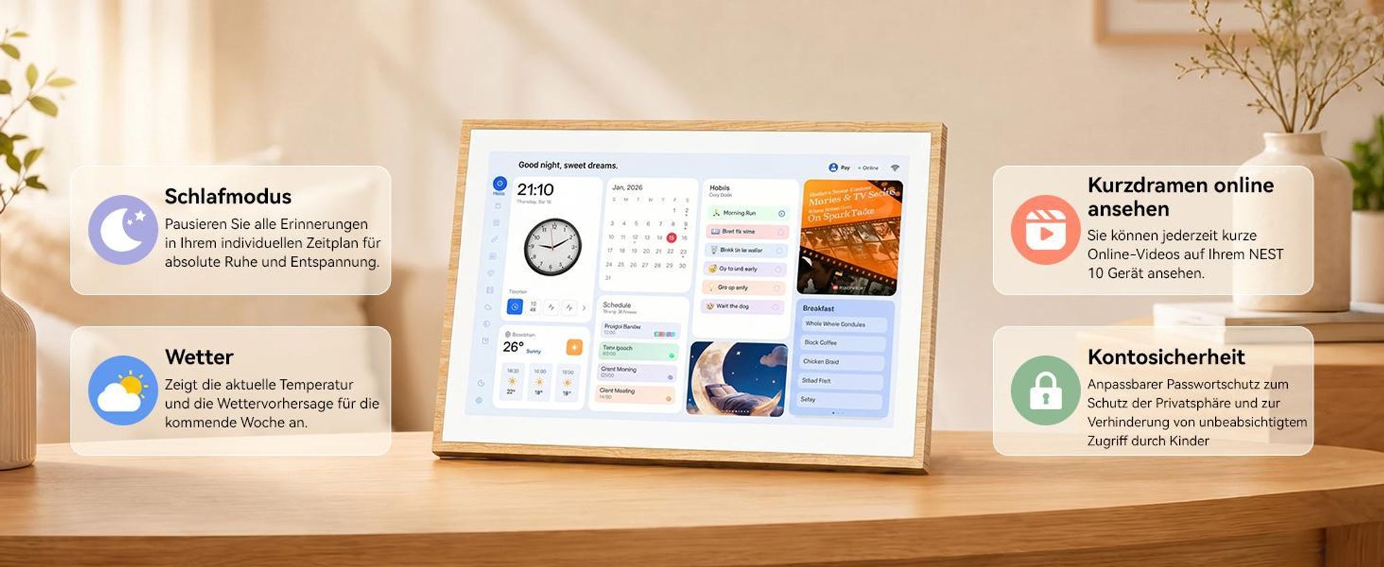 Blackview NEST 10, 10,1" Digitaler Kalender und Bilderrahmen mit Touch, WIFI, 1280x800, 16:10, Foto-Sharing, einzigartiges Geschenk für Paare