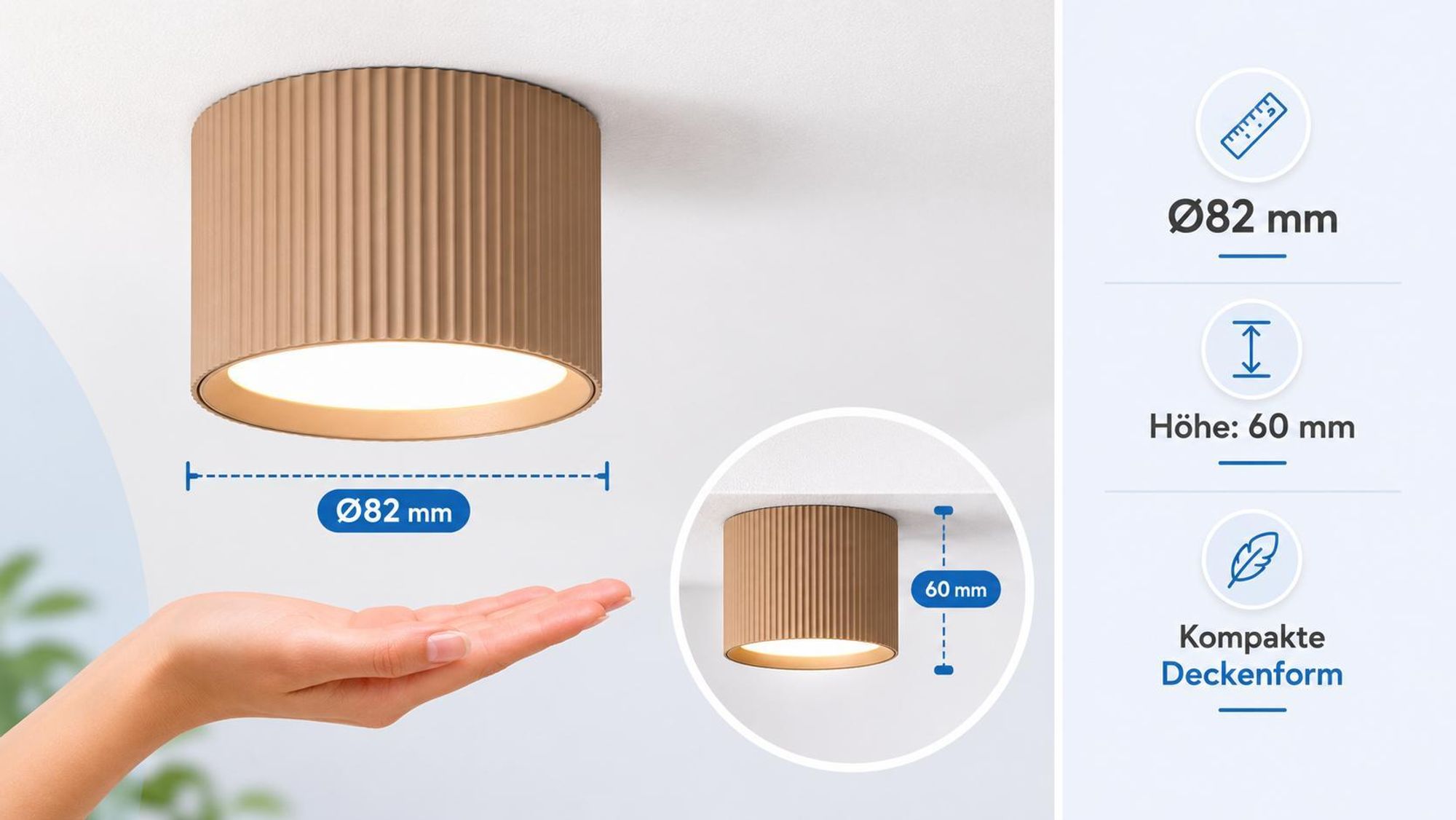 MasterLED Deckenleuchte Gisele GX53 rund beige für Wohnbereich