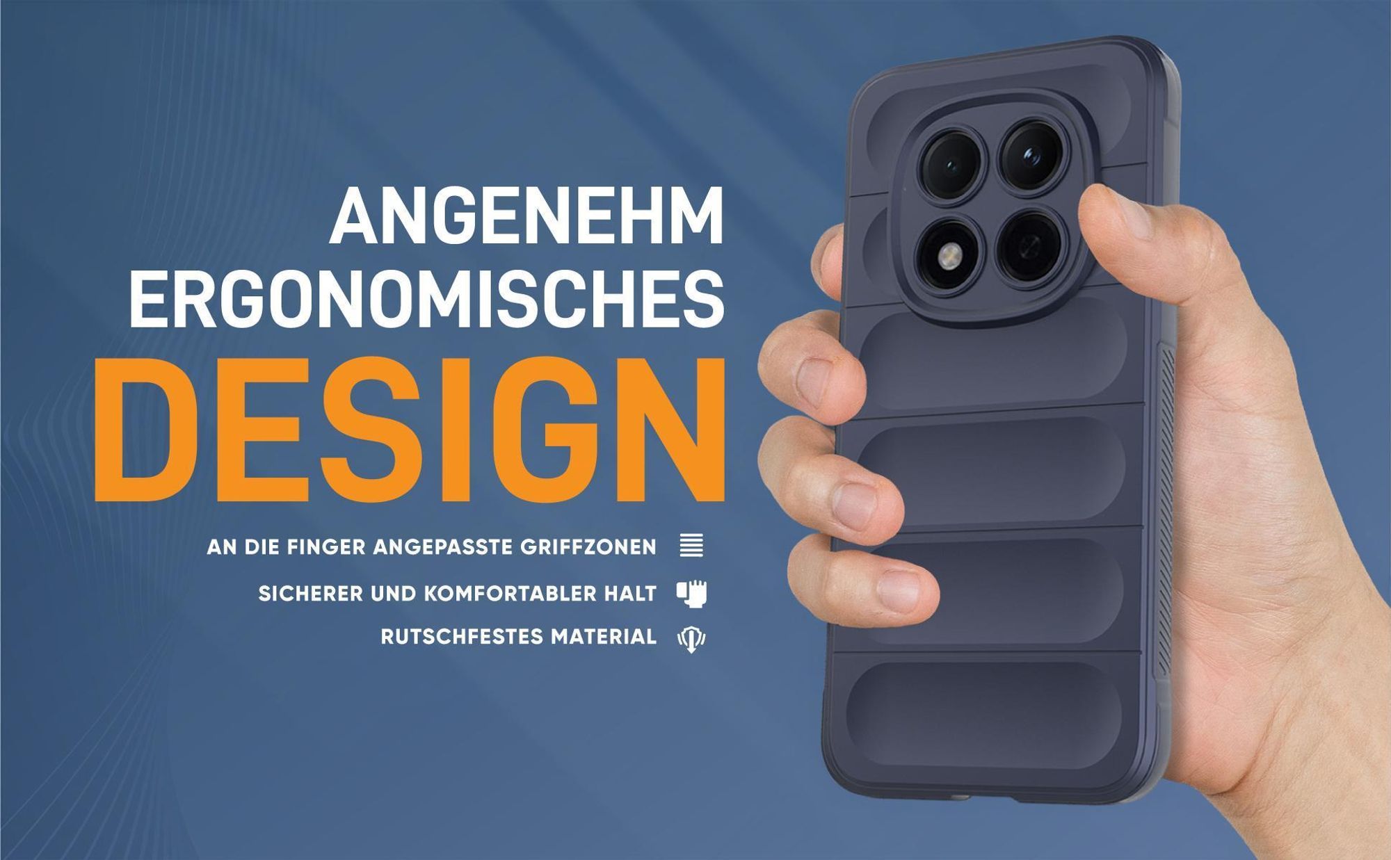 Blaue rutschfeste Hülle für Xiaomi Redmi Note 15 Pro mit weichem Mikrofaser Inlay