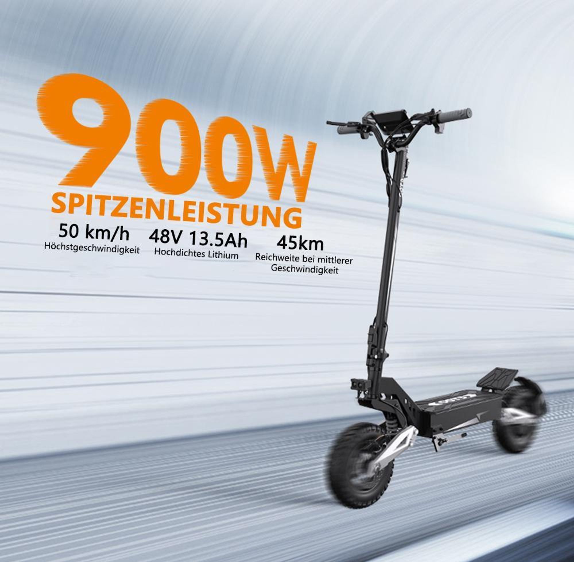 Elektroroller OOTD T10 - Motor 500W Akku 48V13.5AH 11" Reifen Scheibenbremse - Schwarz Grau