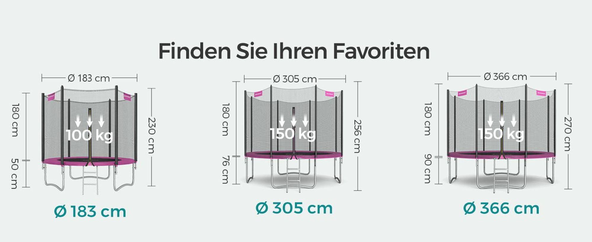 SONGMICS Trampolin rundes Gartentrampolin mit Sicherheitsnetz und Leiter, Sicherheitsabdeckung, bis zu 150 kg belastbar, für Outdoor, Garten