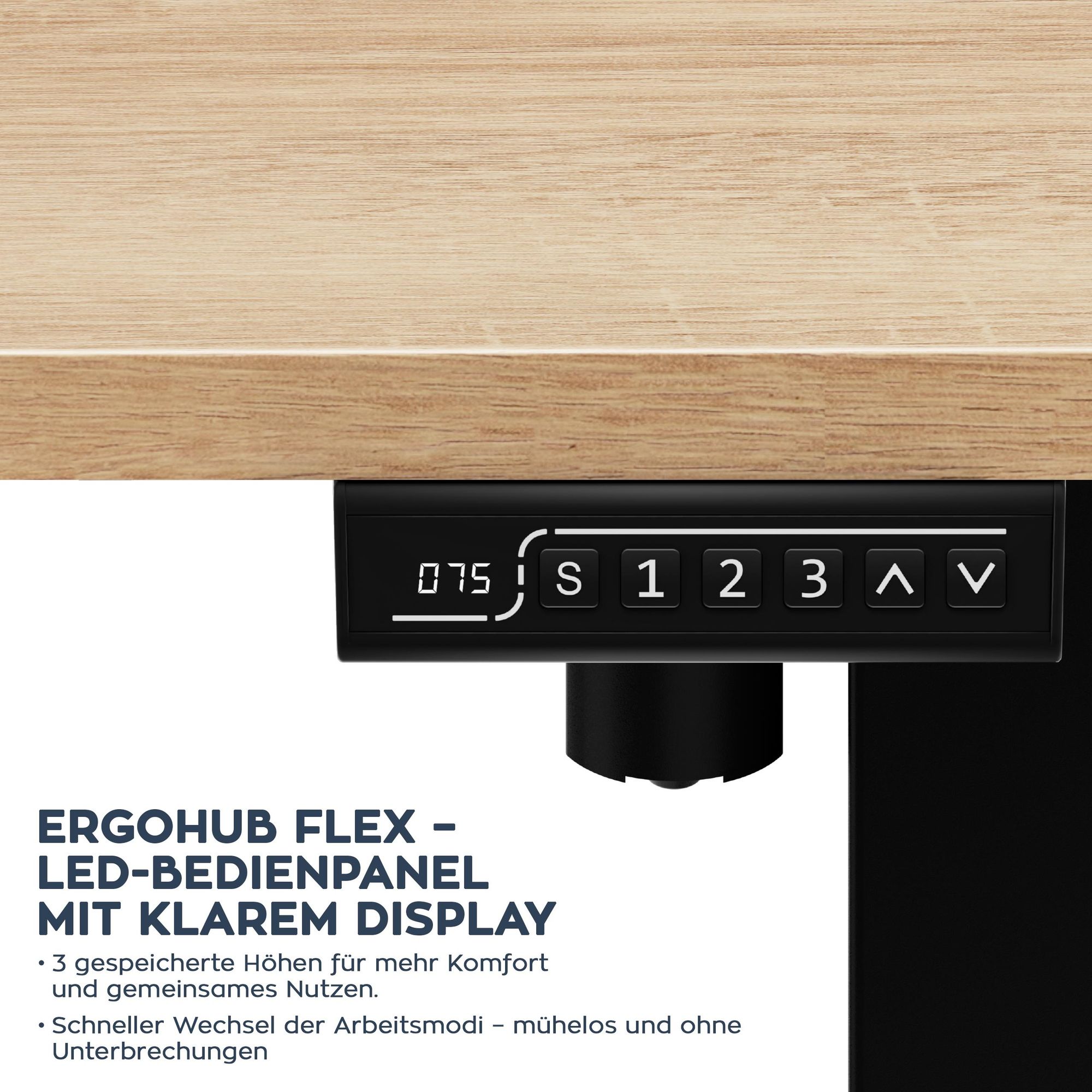Mark Adler Leader 6.9 Elektrischer Schreibtisch – Höhenverstellbar 72–118 cm, ErgoHub Flex, 120×60 cm Tischplatte, leiser Motor, Kabelmanagement, Kopf
