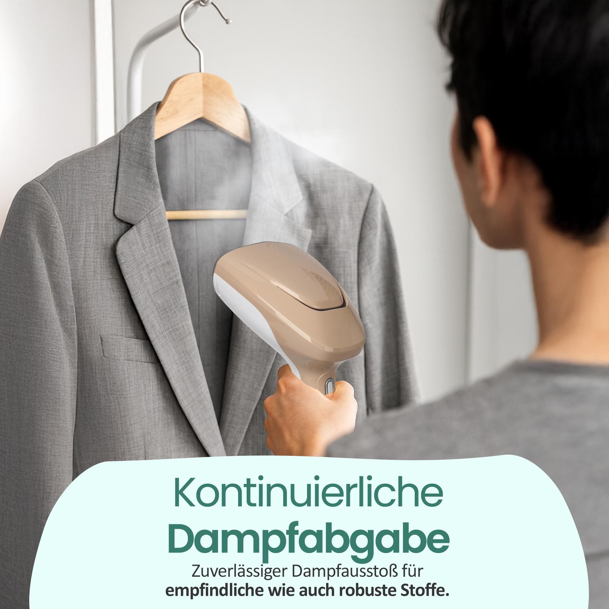 Emerio Kleidungsdampfer – Hand-Dampfglätter für Kleidung – Dampfgerät inkl. Zubehör – Reiseformat – SB-130292 – Weiß