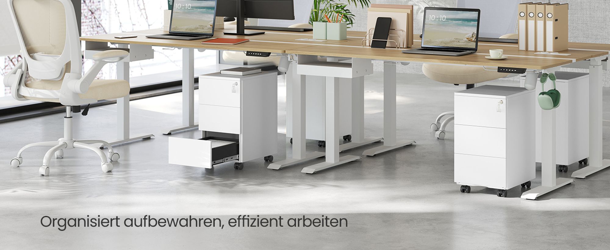 SONGMICS Schubladenschrank, Rollcontainer, Aktenschrank, Metallschrank, Druckertisch, abschließbar