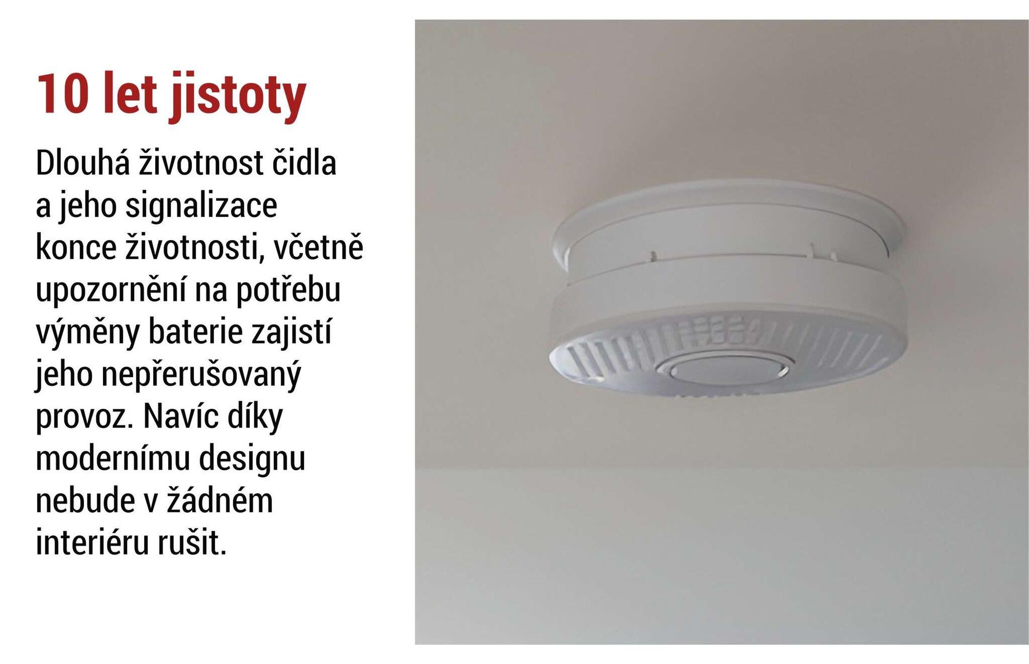EMOS detektor kouře pro montáž na strop a stěnu, akustická signalizace 85 dB, optický výstražný signál LED, životnost 10 let, včetně baterie, P56503X