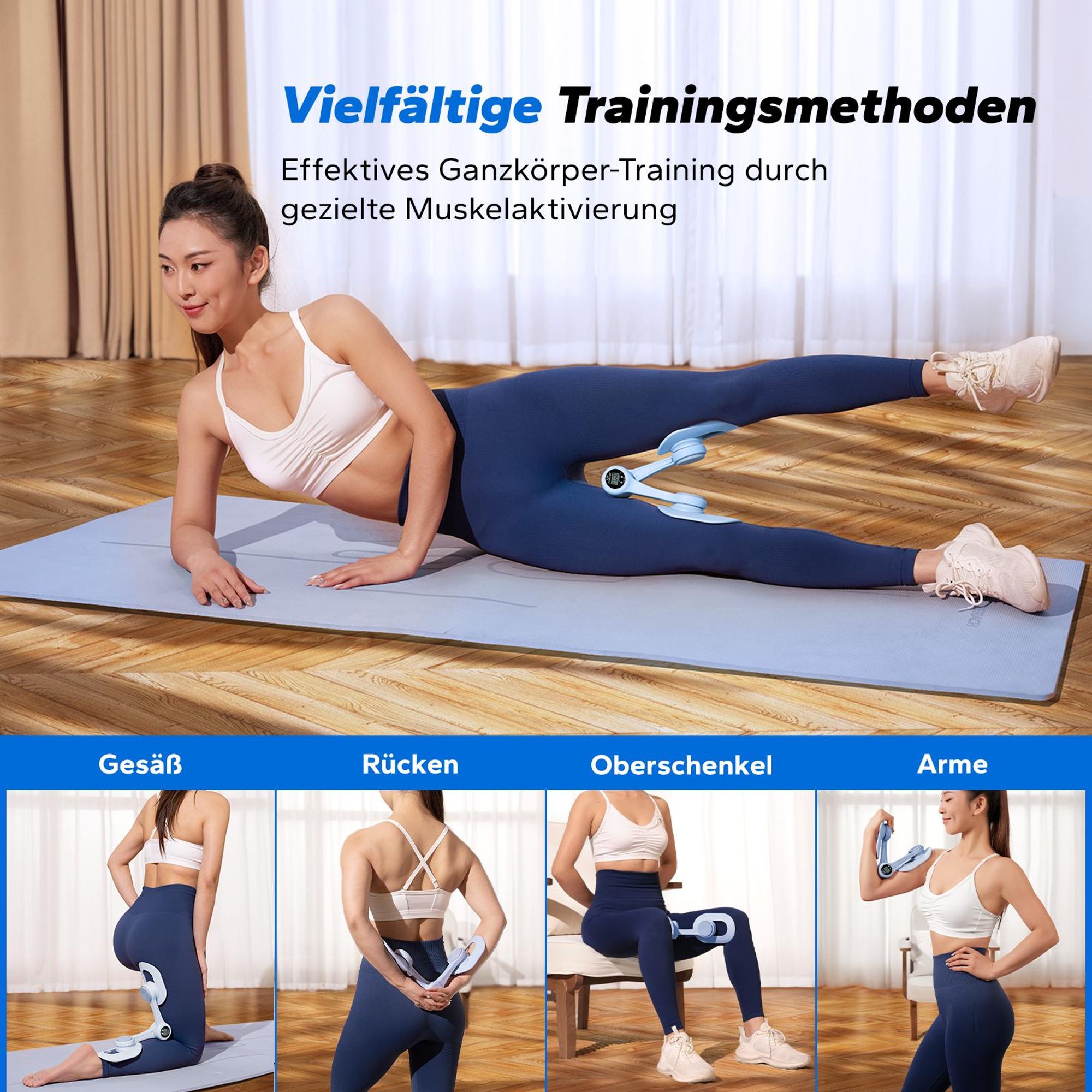Beckenbodentrainer, Oberschenkeltrainer, Beintrainer für Frauen, Postnatale Rückbildung, Widerstandsbänder, tragbar