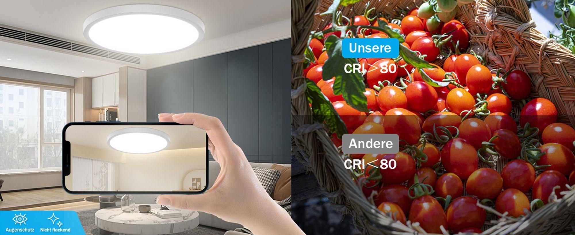 ZMH LED plafondlamp, zwart, plat model, 23 cm, traal wit licht, 18W. Geschikt voor slaapkamer, keuken, hal