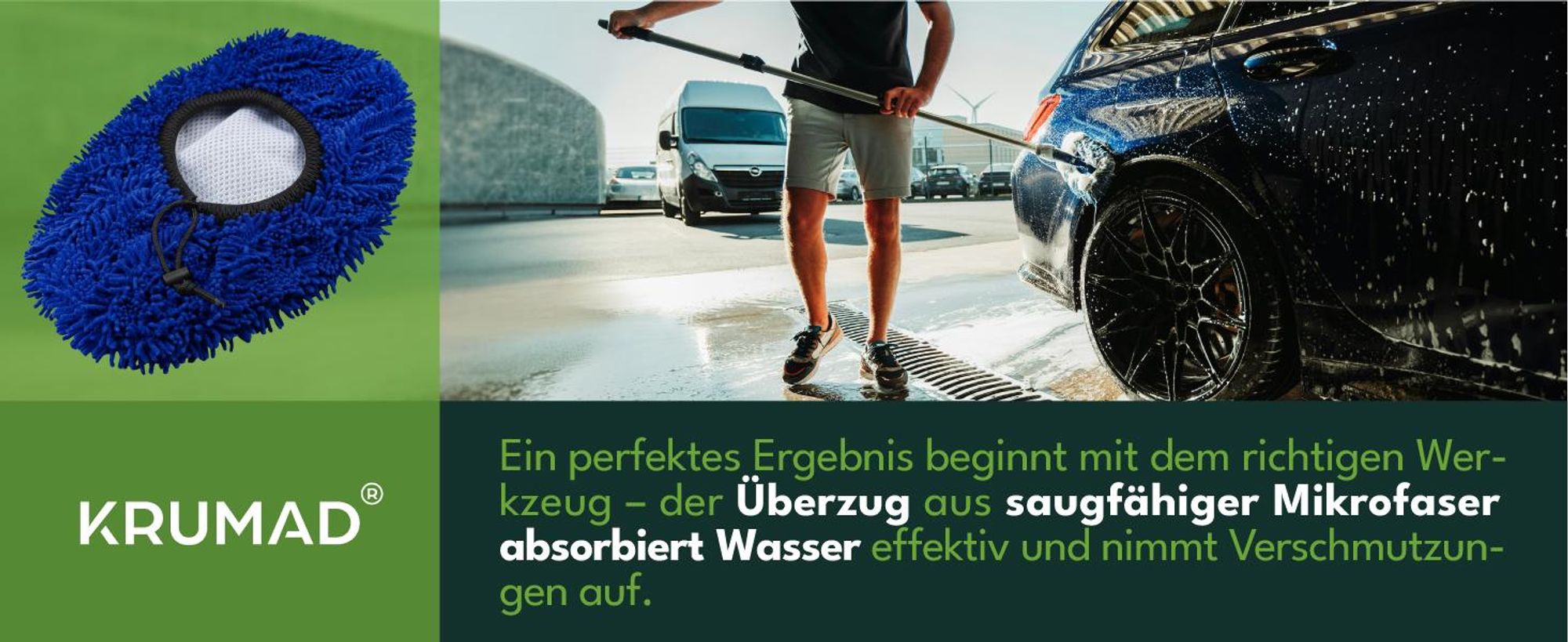 KRUMAD Mikrofaser Auto Waschschwamm, Autowaschhandschuh für Fahrzeugpflege, Reinigungsschwamm für Auto Motorrad Lack Felgen und Außenflächen