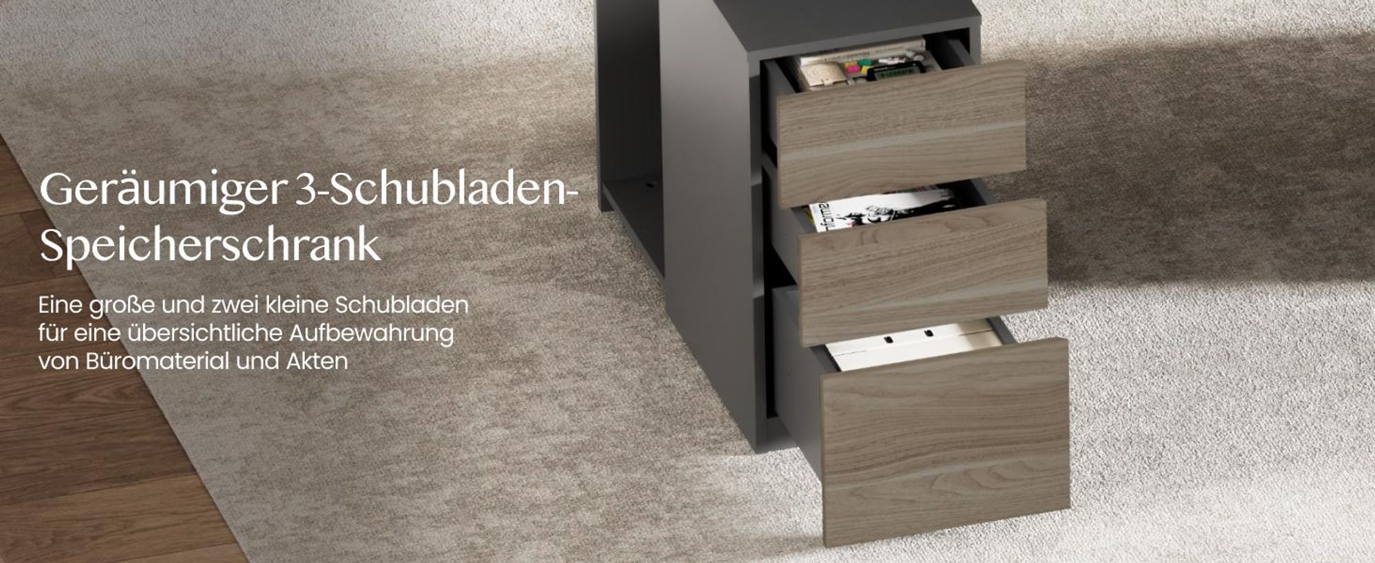 FLEXISPOT  Höhenverstellbarer Schreibtisch 160x80cm mit 2 Schränke, 2 Motoren, 25MM EINTEILIGE TISCHPLATTE, 120 kg Tragkraft, Kabelmanagement, Schwarz