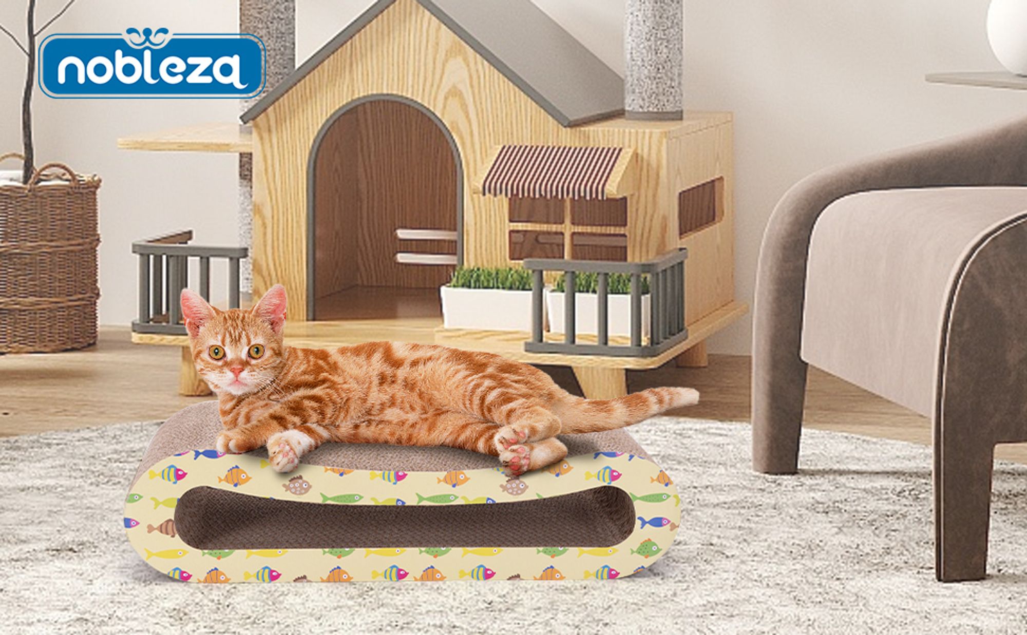 Kratzbrett Kratzlounge für Katzen 2 in 1 – Kratzpappe,Katze Kratzbrett,Katzenkratzer mit Wellpappe Katzenminze