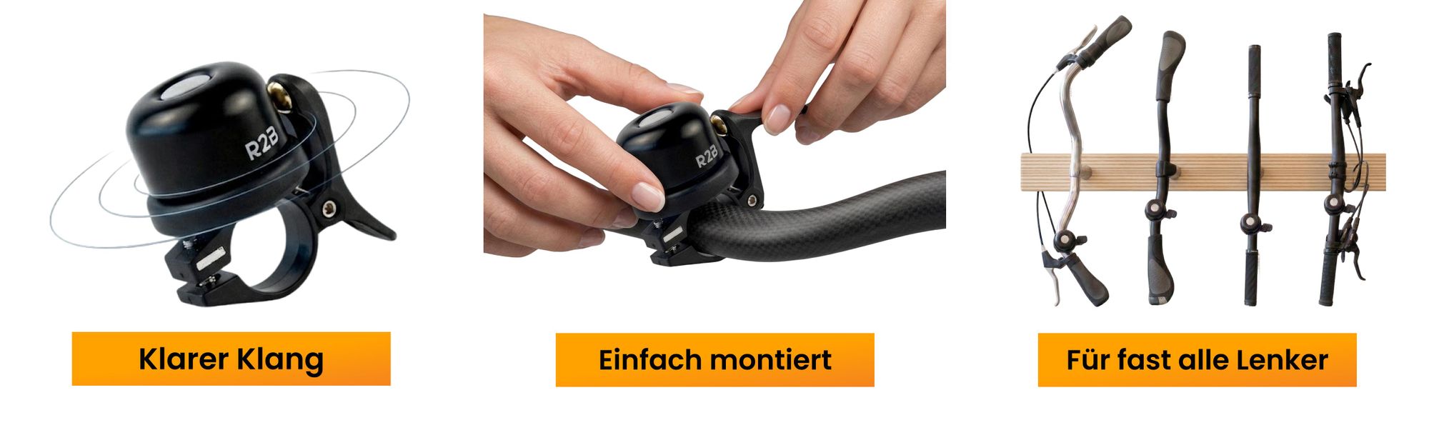 R2B Fahrradklingel, GPS tracker fahrrad, Geeignet für Apple AirTag, Fahrradglocke, Slim Design Handklingel, Fahrrad Klingel, Glocke MTB,  Rennrad, E-Bike
