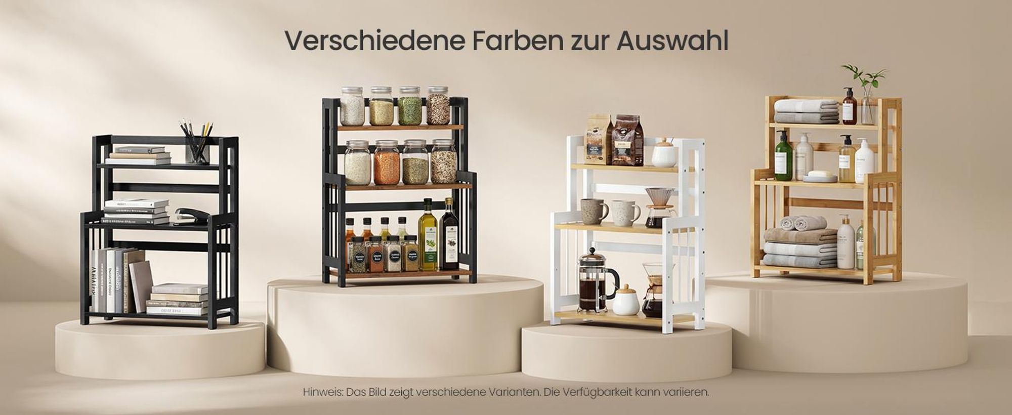 SONGMICS Gewürzregal mit 3 Ebenen, Küchenregal, für Arbeitsplatte, Küche, beige