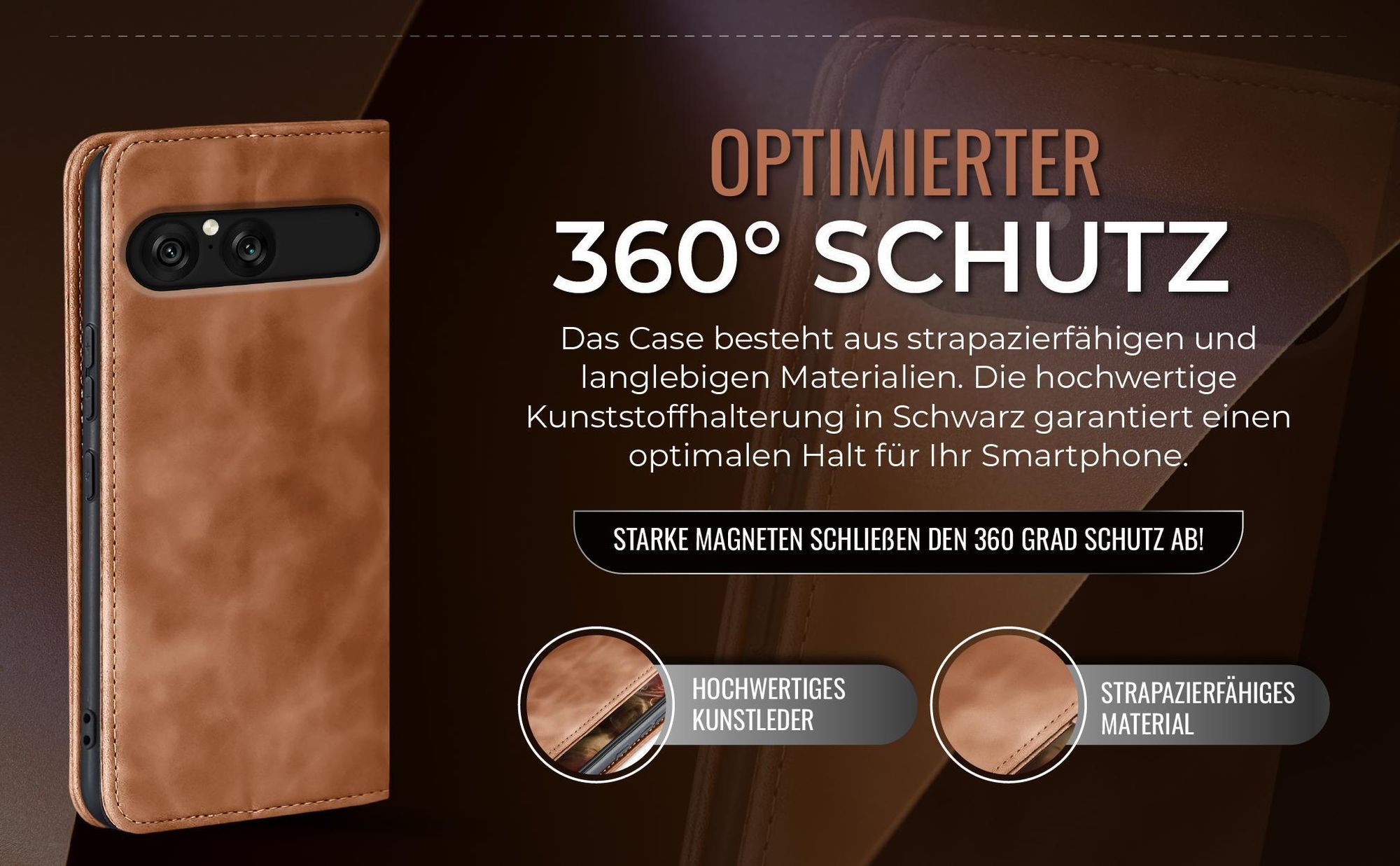 Hellbraune Handyhülle für Sony Xperia 10 VII mit 360 Grad Schutz