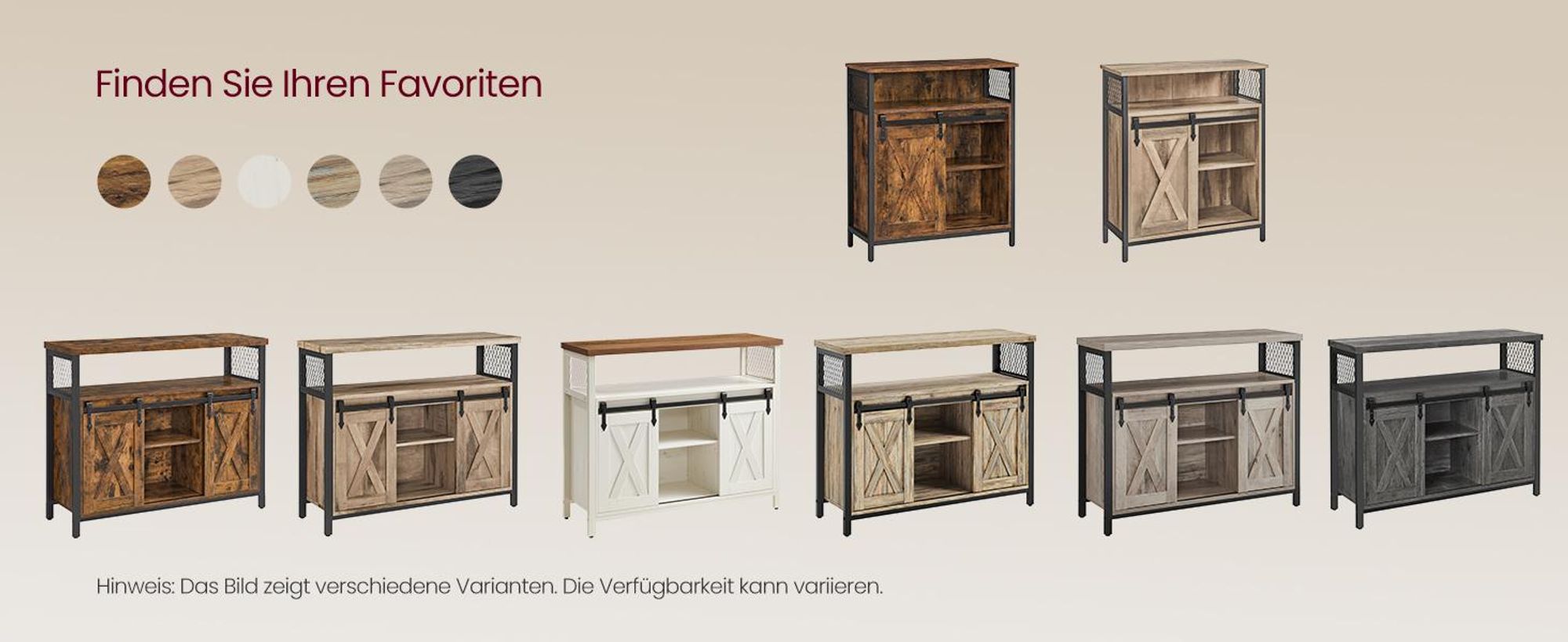 VASAGLE Sideboard Aufbewahrungsschrank, 70 x 30 x 80 cm, mit Schiebetür