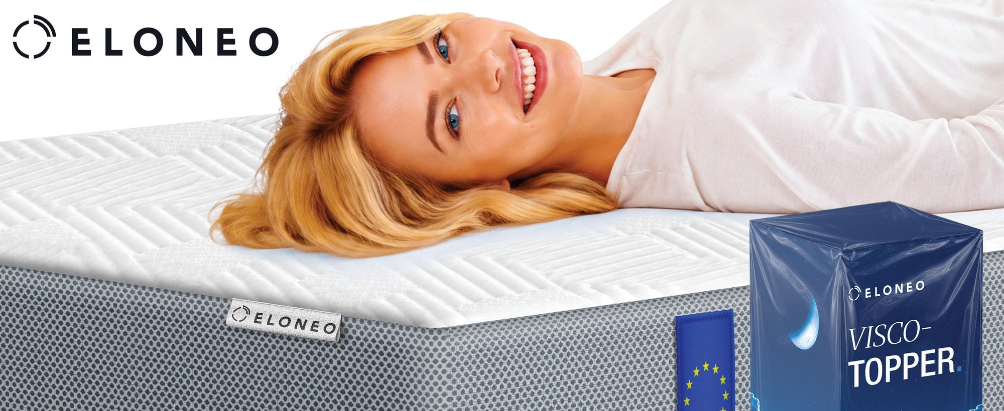 ELONEO Visco-elastische matrastop, 180x200 cm, matrastop met memory foam effect, 5 cm dik, matrasbeschermer voor bed en boxspring
