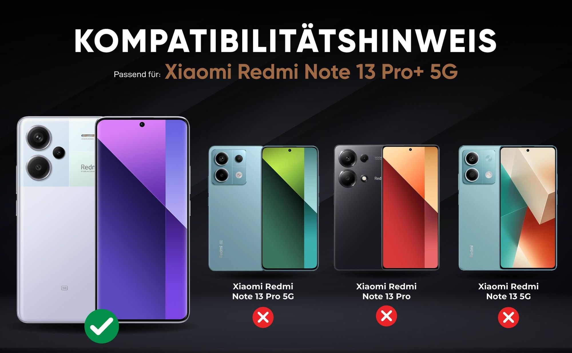 Kompatibilitätshinweise Hülle für Xiaomi Redmi Note 13 Pro+ 5G