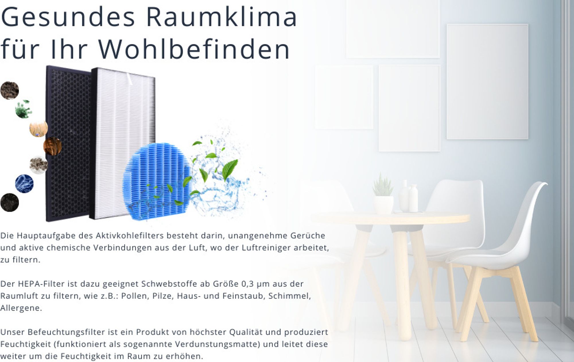 Sillar Filtersatz für Luftreiniger – HEPA + Aktivkohle + Befeuchtungsfilter Ersatzset – kompatibel mit Sharp KC-D40EUW KC-D50EUW