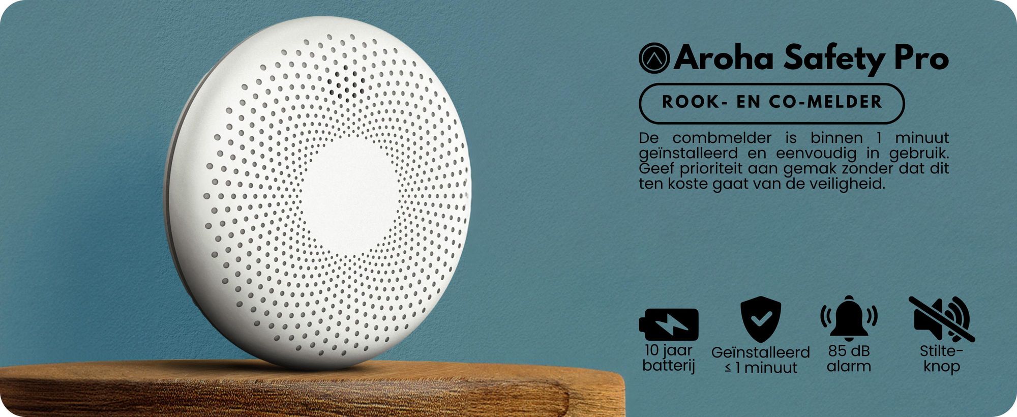Aroha Safety Pro: Combinatie rookmelder en koolmonoxidemelder - 10 jaar batterijduur - Set bestaande uit een koolmonoxidemelder en een rookmelder