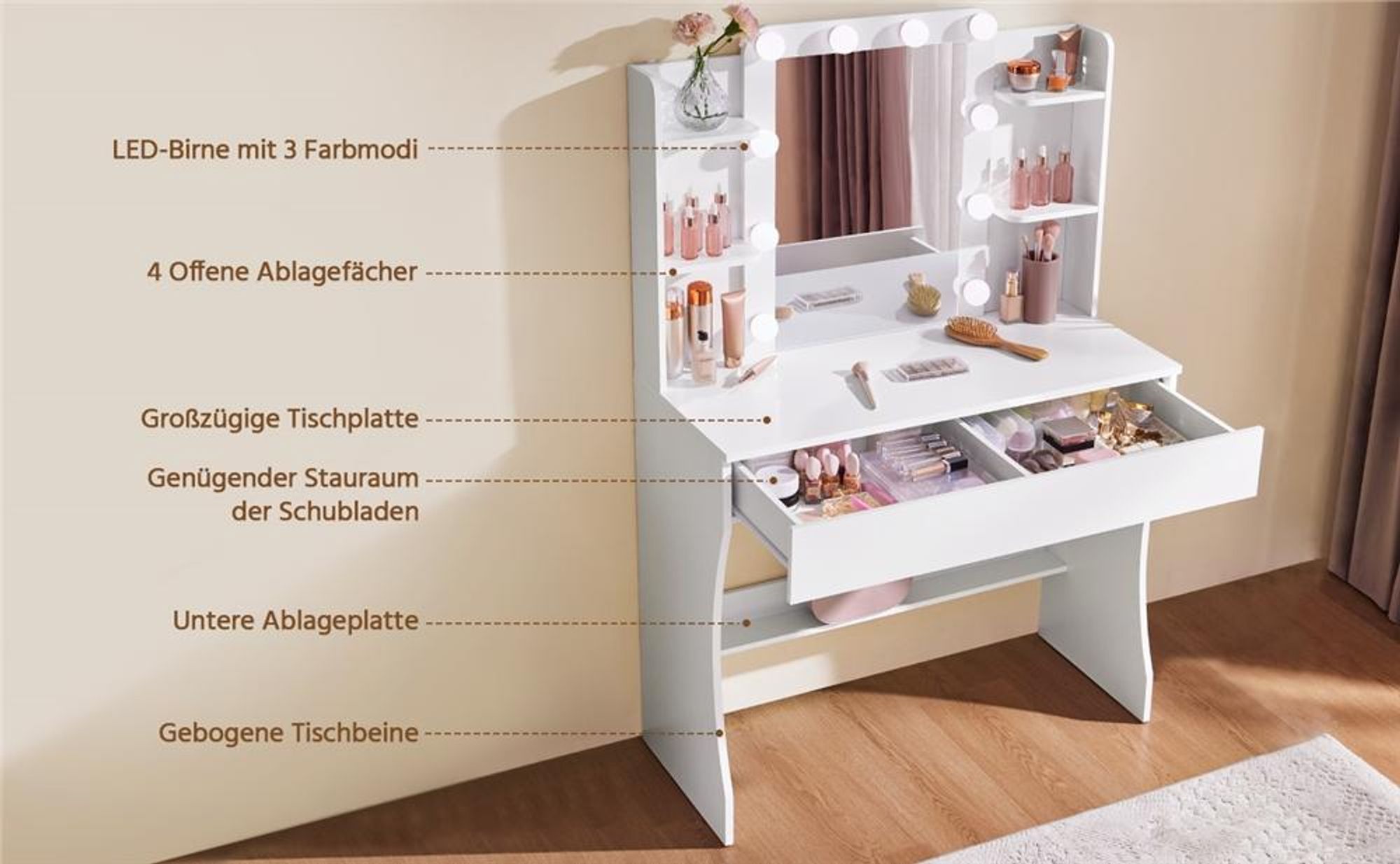 Schminktisch mit viel Stauraum