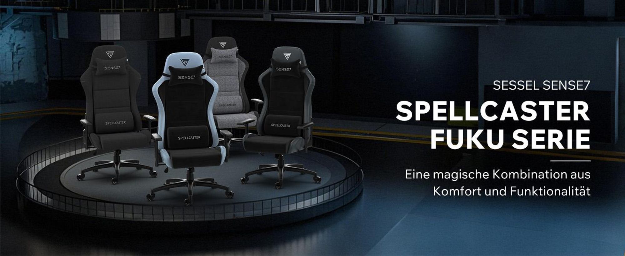 SENSE7 Spellcaster FUKU XL Gaming Stuhl Alcantara Schwarz - Ergonomischer Bürostuhl für große Personen 160kg Kaltschaum Chefsessel Breite Sitzfläche