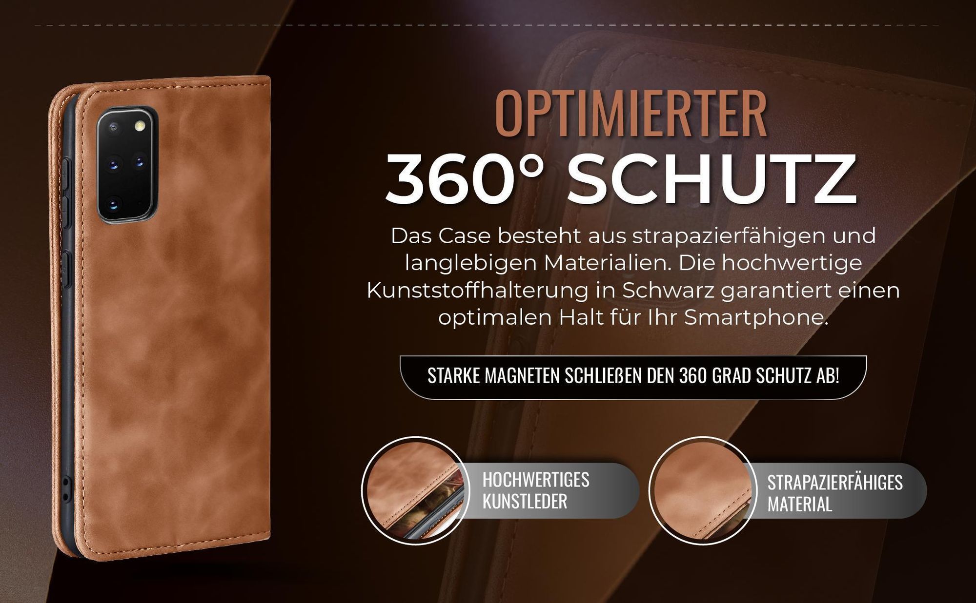 Hellbraune Handyhülle für Samsung Galaxy S20+ mit 360 Grad Schutz