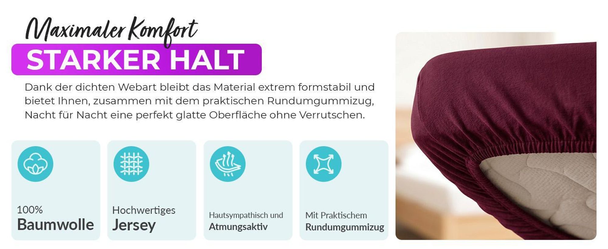 EllaTex Jersey Spannbettlaken 180x200–200x200 Baumwolle – weich, atmungsaktiv, Spannbetttuch mit Gummizug, in Farbe: Dunkelgrün