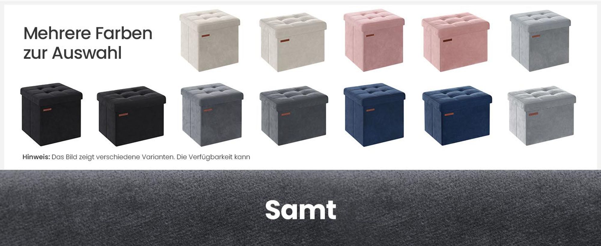 SONGMICS Sitzbank mit Stauraum aus Samt, klappbare Sitztruhe, Aufbewahrungsbox mit Deckel, Fußbank, 38 x 38 x 38 cm, bis 300 kg belastbar, für Flur