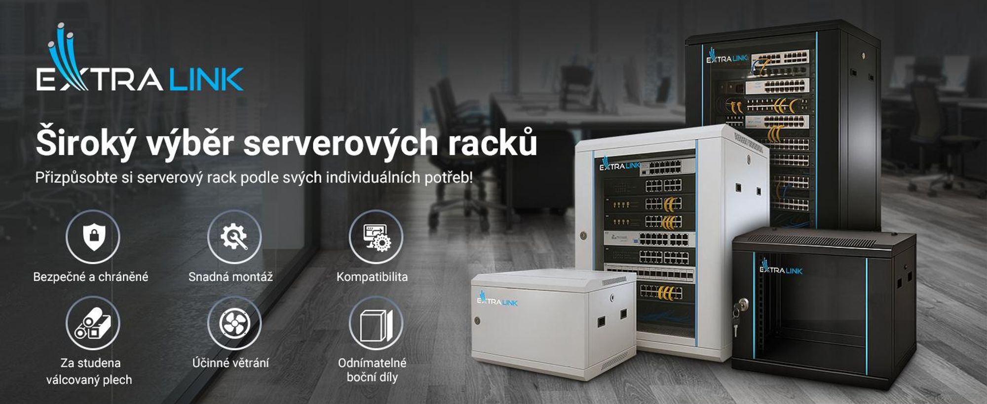 Extralink Rackmount-Schrank 6U 600x450 Grau Wandmontage - Wandmontiertes Regal - 6U - 60 kg - Sperrschloss - Ablageschienen - Grau