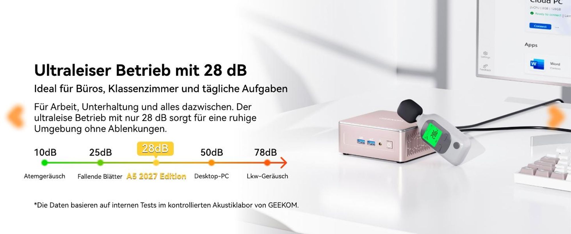 GEEKOM A5 2027 Edition Mini-PC, AMD Ryzen 7 7730U, 16 GB DDR4 RAM, 256 GB SSD, Dual HDMI, 2,5G LAN für Homeoffice