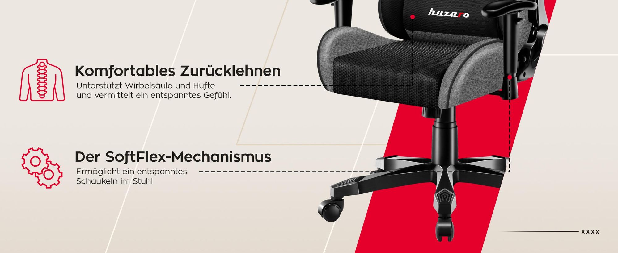 Huzaro Kinder Schreibtischstuhl Ranger 6.0 Gaming Stuhl Racing Sessel Bürostuhl Drehstuhl Gamer bis 130 kg mesh Grau