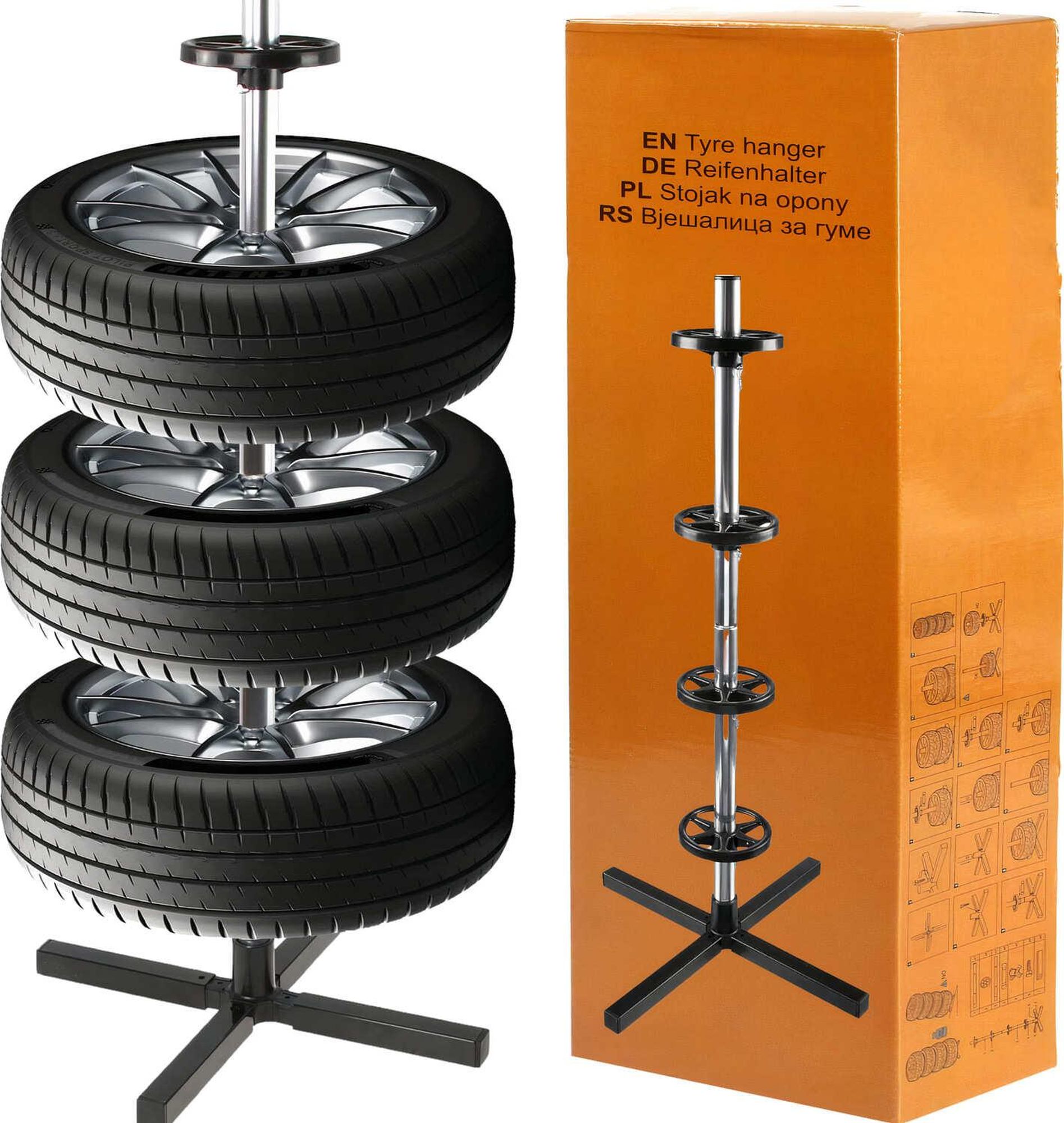 LUXTOM | Strom na ráfiky, pre 4 disky alebo pneumatiky, 100 kg, do šírky pneumatiky 225 mm, stojan na pneumatiky, strom na pneumatiky