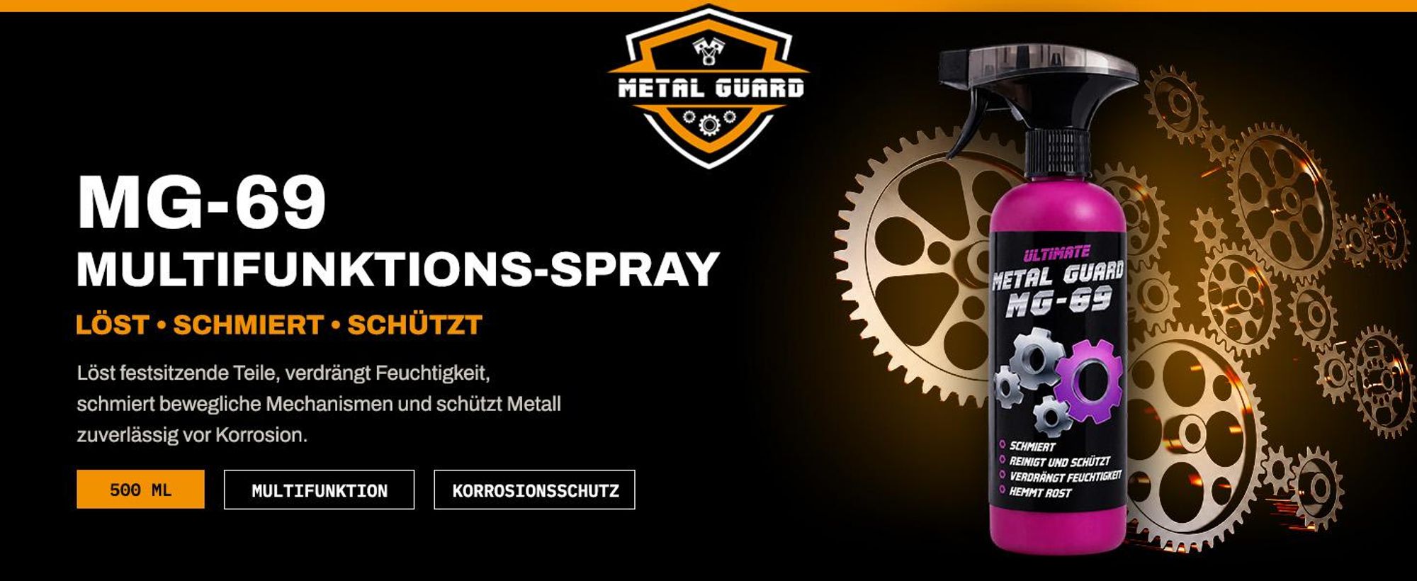 Metal Guard MG-69 Rostlöser Multifunktionsöl 500 ml Kriechöl Schmiermittel Korrosionsschutz Feuchtigkeitsverdränger Werkstatt