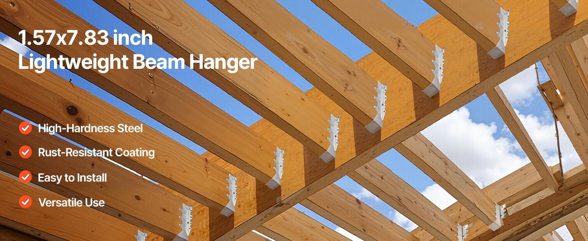 VEVOR Verborgener Balkenhalter, 2x4 Zoll Outdoor Verborgener Flansch Balkenhalter mit Schrauben, Stahl Leichtbalkenhalter für 1,93 x 3,62 Zoll / 49 x 92 mm Balken, Schwingungen, Zaun, Holzrutschen, 12 Stück, 50 Stück-2 x 10 Zoll