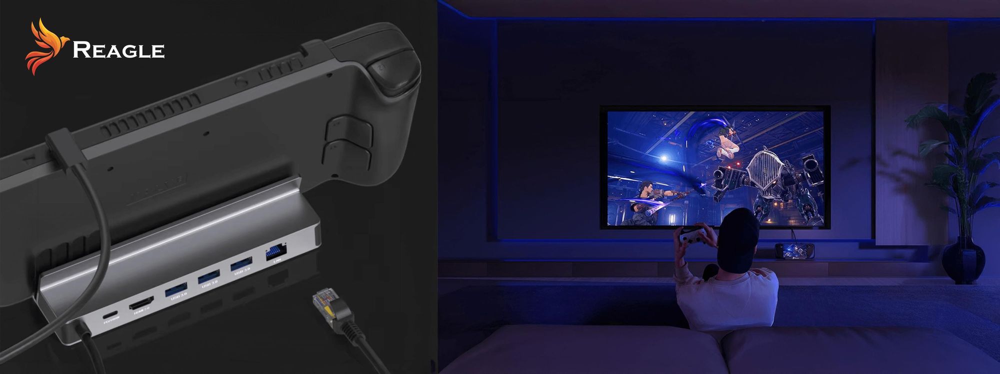 Docking Station 6-in-1 für Steam Deck Asus Rog Ally USB-C HDMI 4K 60 Hz USB 3.0 Reagle