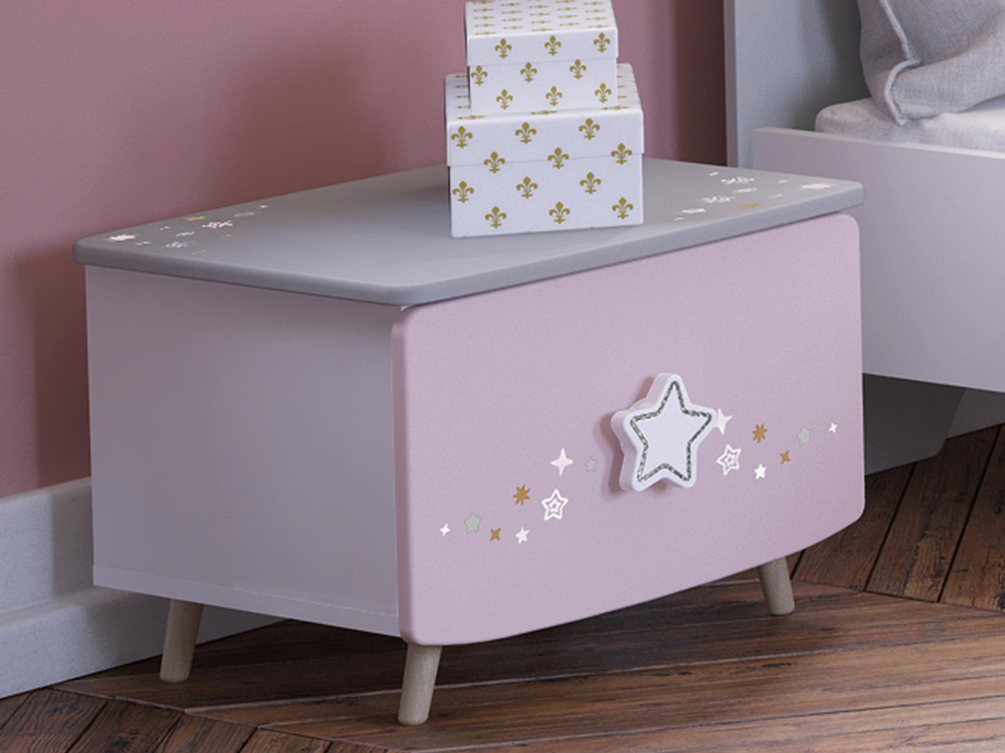 Savannah I – Kinder-Nachttisch mit Sternmotiv und Schubkasten