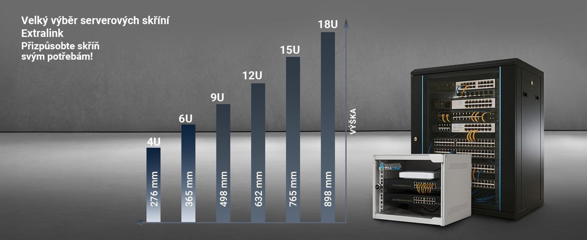 Extralink 4U nástěnný rack 10'' 280x310 mm černý