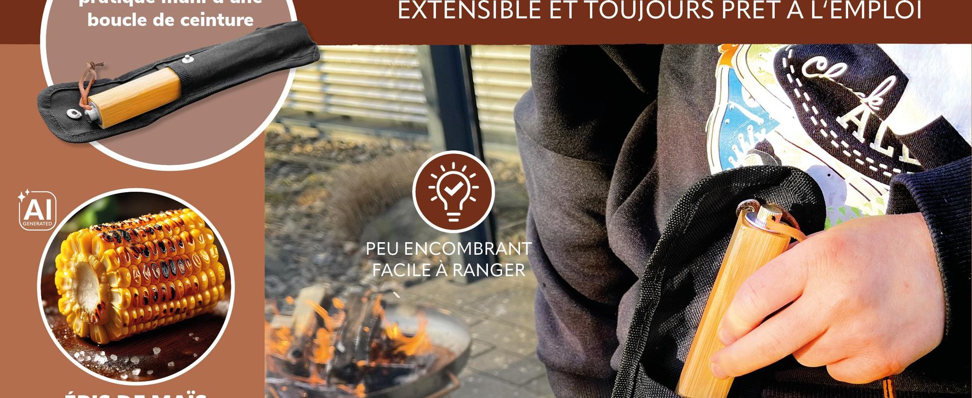 Fourchette a barbecue telescopique