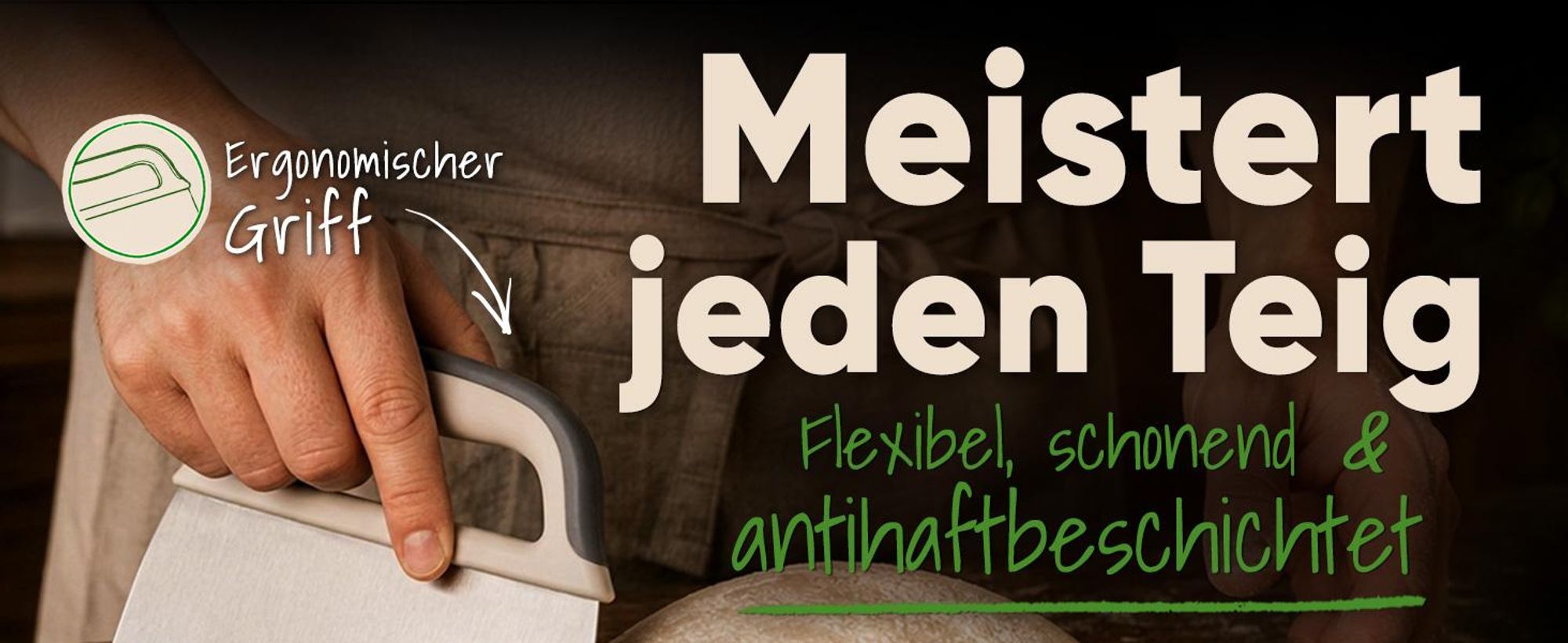 EDELFELD [Das Original] – Teigkarte aus Edelstahl 15cm – Teigschneider zum Brotbacken – Langlebiger Teigspachtel zum Teilen & Formen von Teig