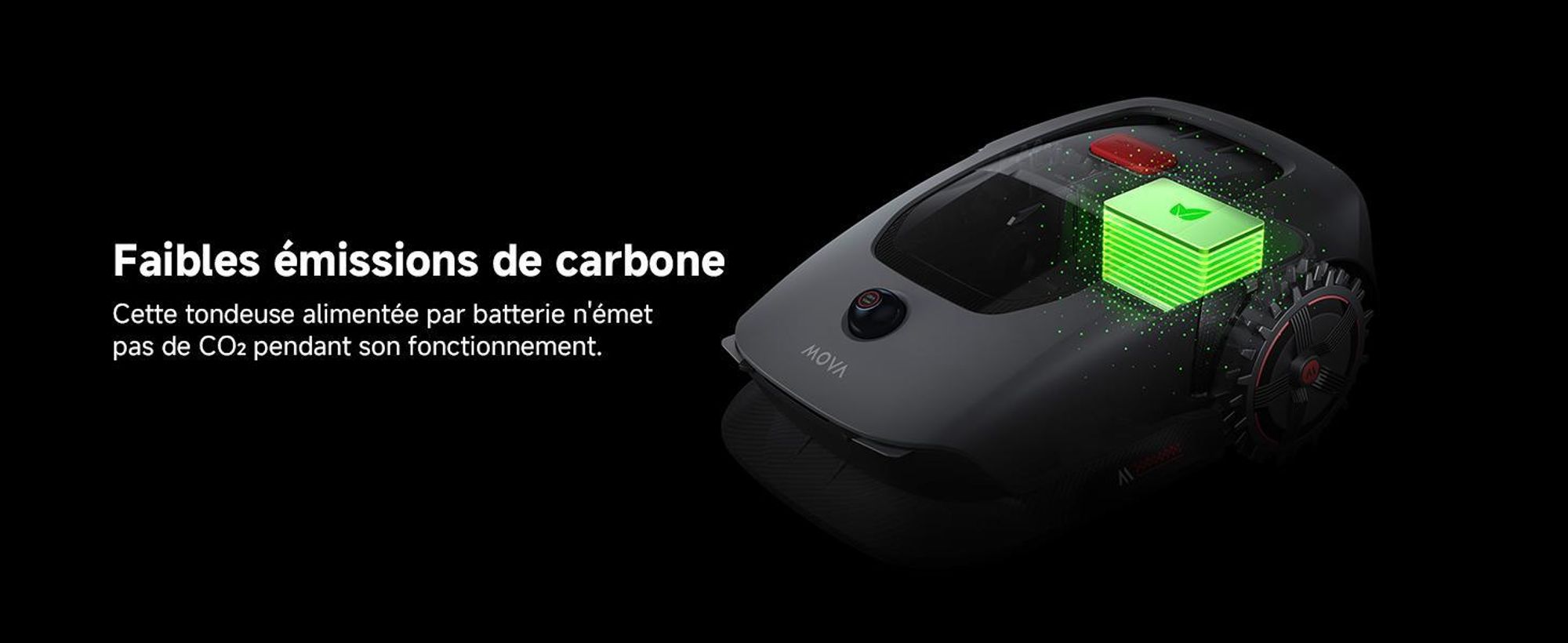 MOVA 1000 Robot Tondeuse 3D-LiDAR jusqu'à 1000 m², installation sans fil, évitement intelligent, App contrôle, roues tout-terrain, coupe en U