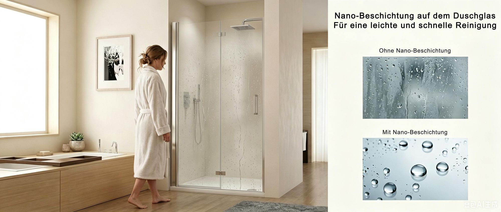 MIQU Duschabtrennung 120x185 cm Nischentür Duschwand Dusche 180° Falttür 6mm Nano ESG Glas