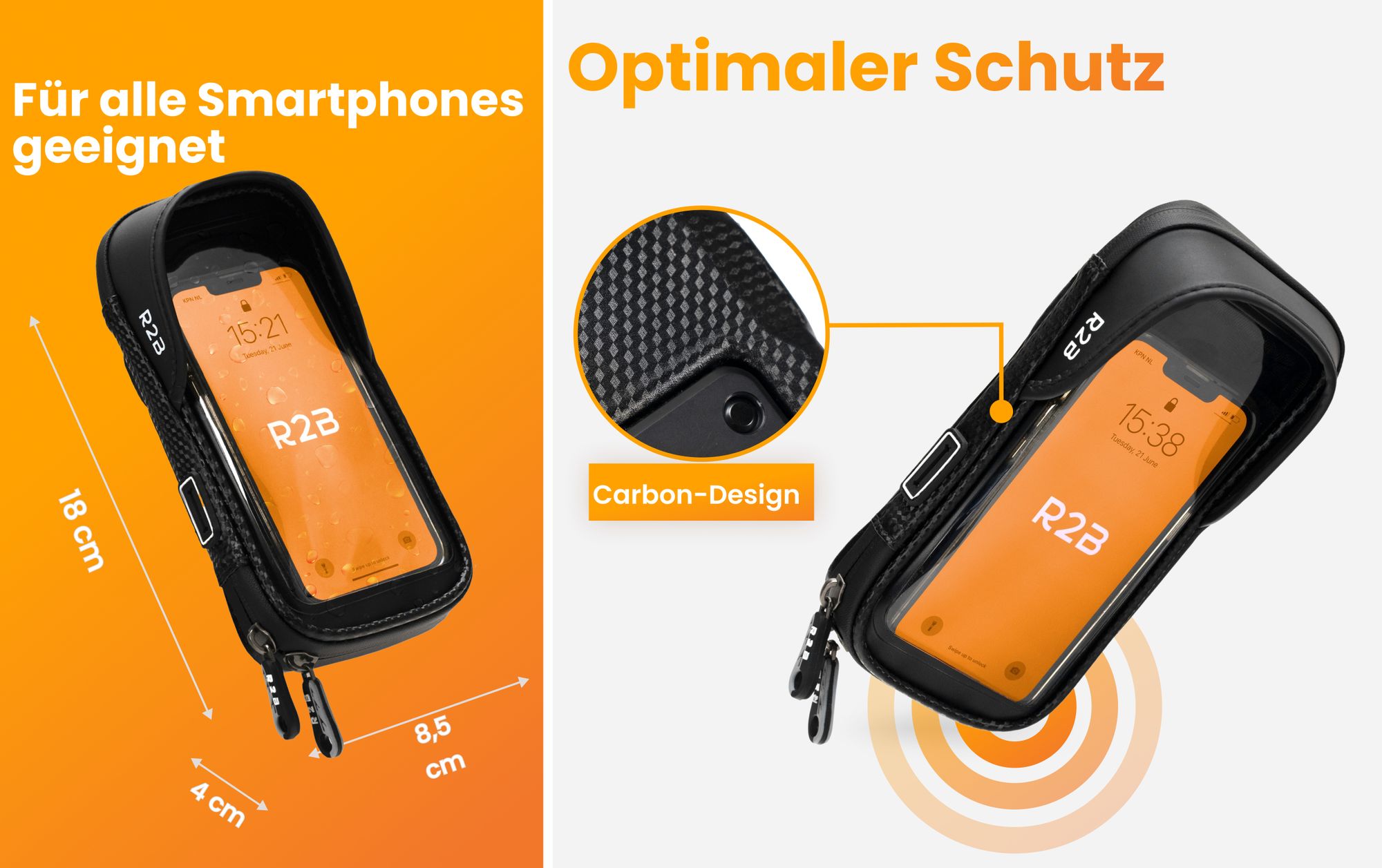 R2B Handyhalterung Fahrrad Wasserdicht - Universal fahrrad Handyhalterung, extra robuste Ausführung, Handyhalter fahrrad für Mountainbikes, Motorräde