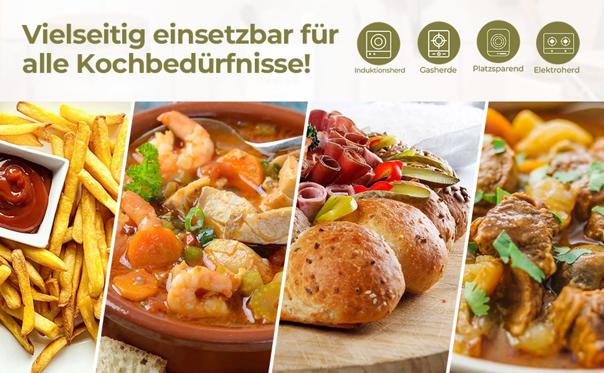 Topfset Abnehmbarer Griff, 23-Teilig Topfset Induktion, Topf und Pfannenset Stapelbar, Töpfe Beige mit Antihaft Beschichtet, für Alle Herdarten