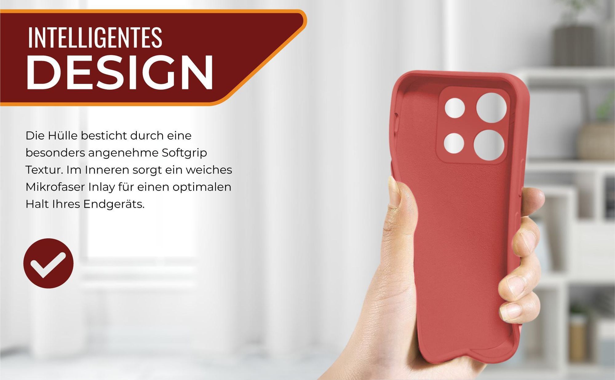 Slimcover in Rot für Xiaomi Redmi Note 13 5G mit Mikrofraser Inlay