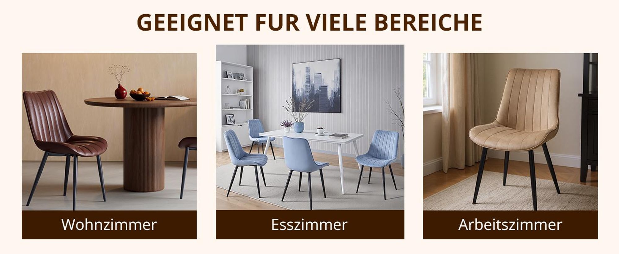 HOMAVO Esszimmerstuhl – Bequemer Samt- oder Kunstlederstuhl, ergonomisch, Metallgestell, breite Sitzfläche 53×43 cm, einfach montierbar, 2er Set