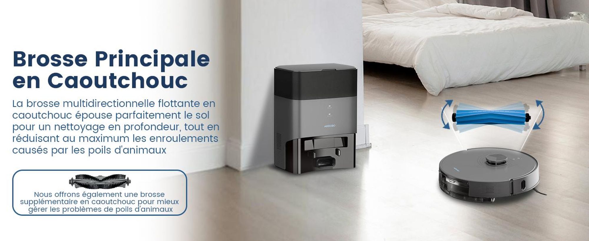 Robot aspirateur AIRROBO L50+ avec fonctions d'aspiration et de lavage, puissance d'aspiration de 10 000 Pa, autonomie de 240 minutes
