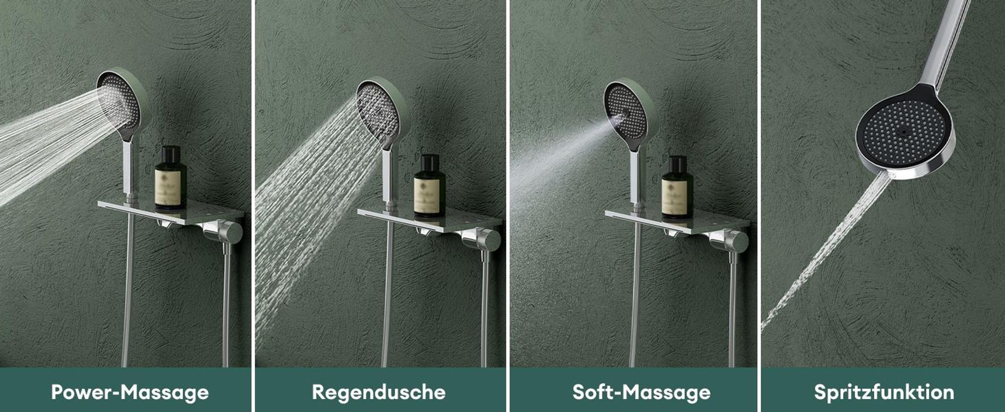 Mai & Mai Badewannenarmatur mit Handbrause Wasserfall Wannenarmatur 5 Strahlarten Duschbrause mit Unterauslauf Handbrause aus Messing Silber DSN-401