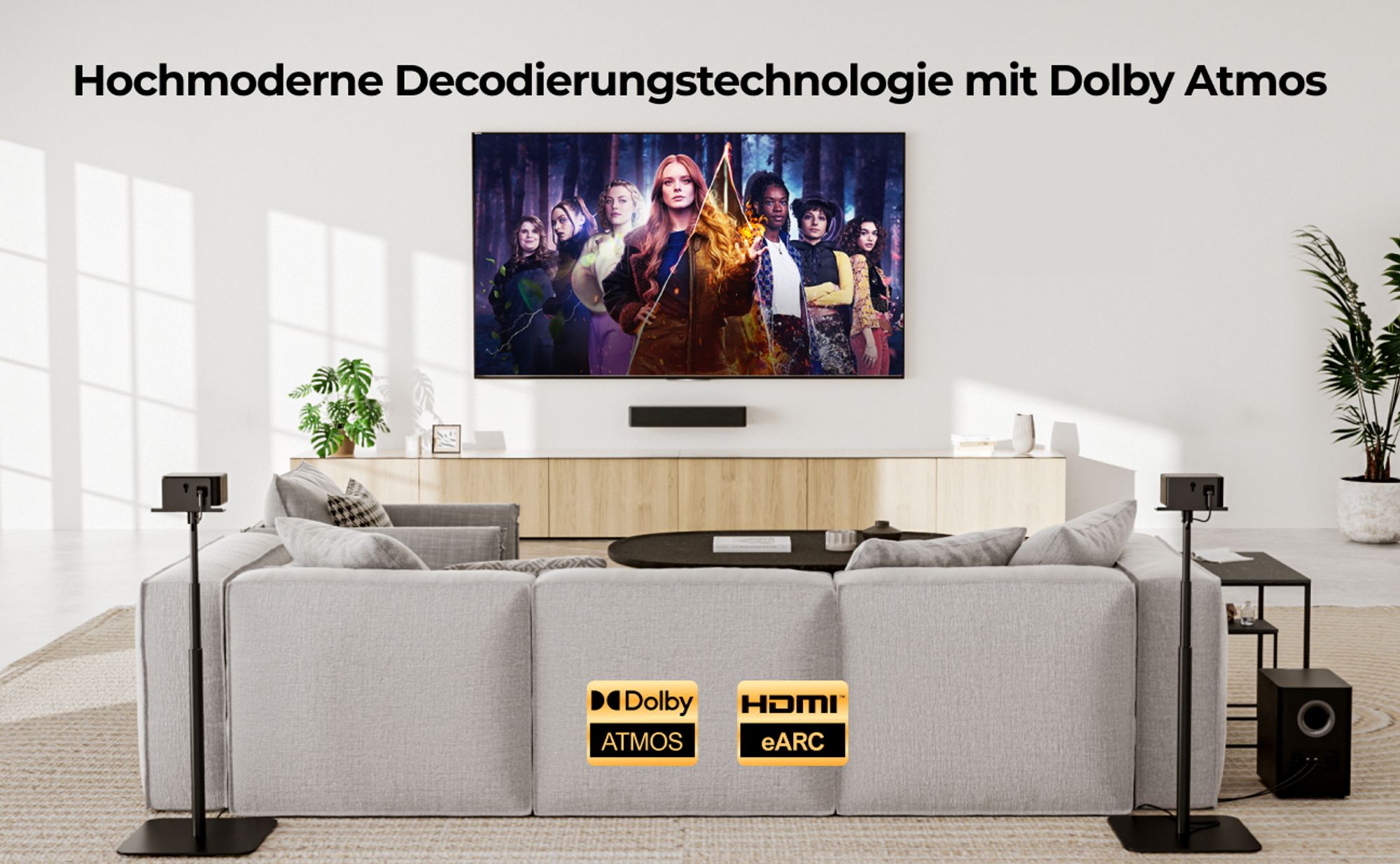 ULTIMEA 5.1 Soundbar mit Dolby Atmos, 3D Surround Sound System, Soundbar für TV Geräte mit Subwoofer, 2 Rear-Lautsprechern, Bluetooth 5.3
