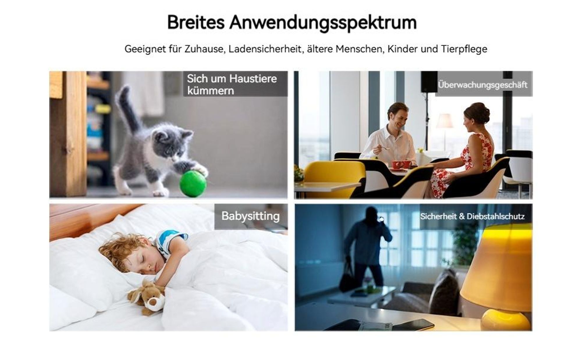 Überwachungskamera Innen 6MP QHD 360° Indoor Hundekamera Babyphone Automatische Verfolgung 2-Wege-Audio Bewegungserkennung Nachtsicht